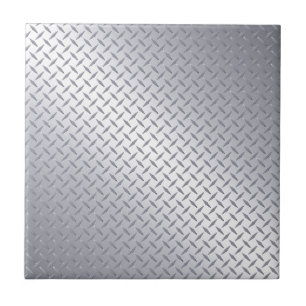 Bright Steel Diamond Plate Ceramic Tile