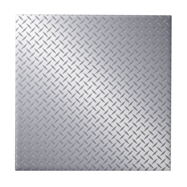 Bright Steel Diamond Plate Ceramic Tile (Front)