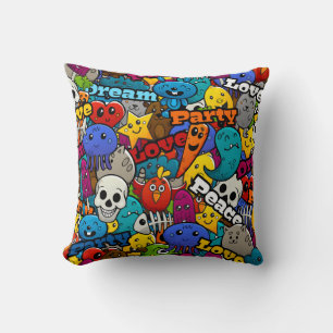 Bright Sticker Pattern Cushion