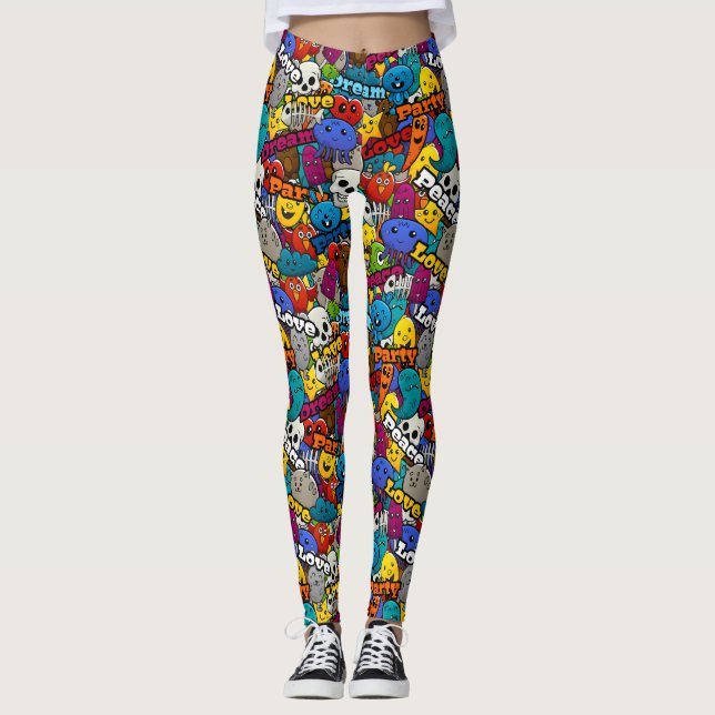 Bright Sticker Pattern Leggings (Front)