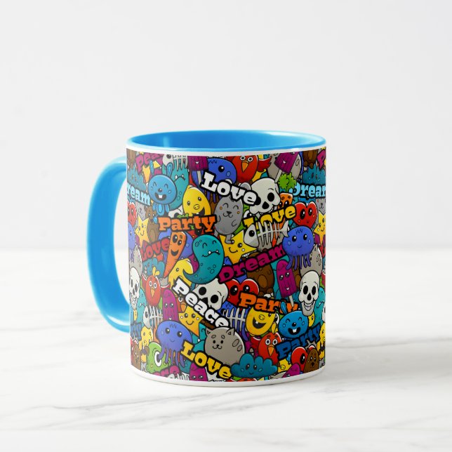 Bright Sticker Pattern Mug (Front Left)
