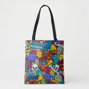 Bright Sticker Pattern Tote Bag