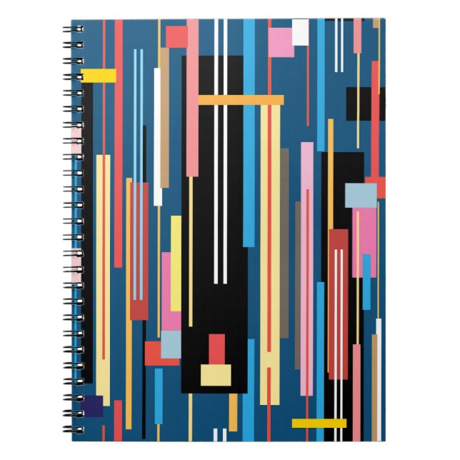 Bright Stripe Abstract Pattern Notebook (Front)