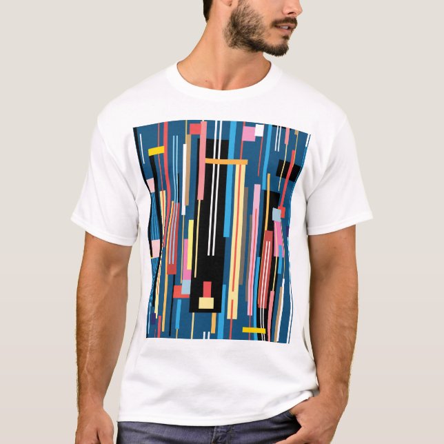 Bright Stripe Abstract Pattern T-Shirt (Front)
