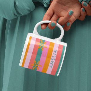 Bright Stripe Cosy Christmas Snowflake Coffee Mug