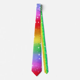 Bright Stripe Impressionist Rainbow Sparkle Tie