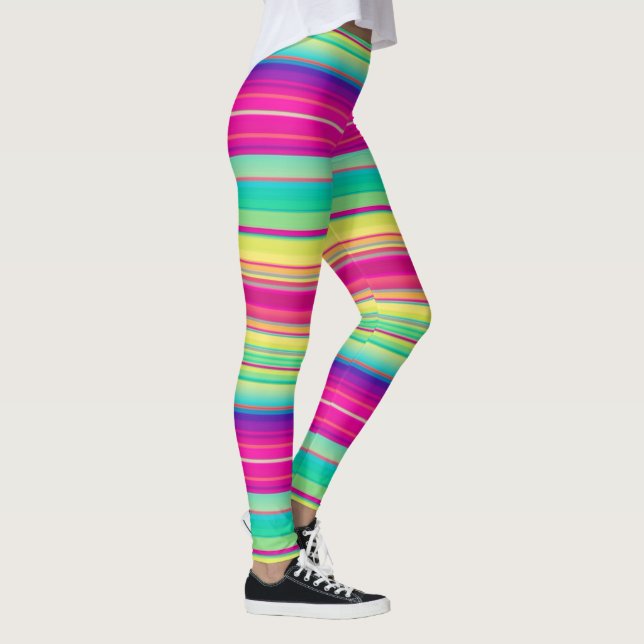 Bright Stripe Women's Colourful Running Leggings (Right)