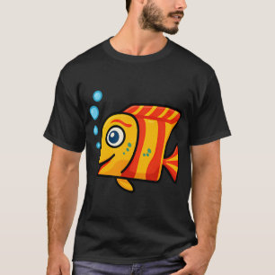 Bright Striped Cartoon Fish – Cute Yellow and Re T-Shirt