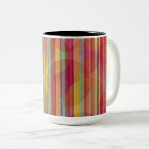 Bright Striped Red, Gold, Pink and Green Mug