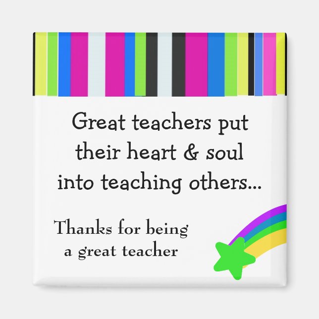 Bright Stripes Great Teacher Magnet (Front)