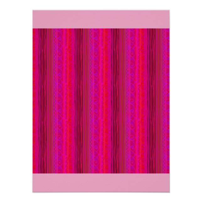 “BRIGHT STRIPES” poster in hot pink (Front)