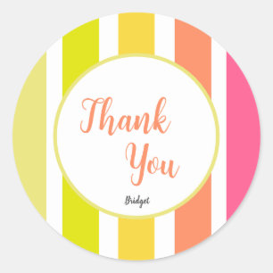 Bright Stripes Summer Mood Thank You Classic Round Sticker