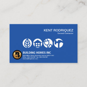 Bright Stunning Blue Contractors Signage Builder Business Card