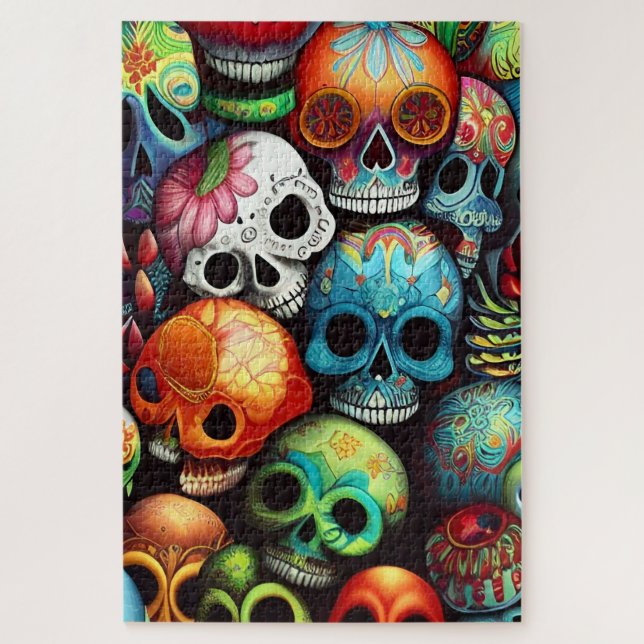 Bright Sugar Skulls Jigsaw Puzzle (Vertical)