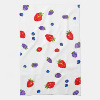 Bright Summer Berries Watercolor Tea Towel