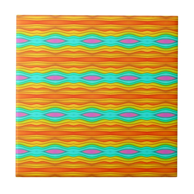 Bright Summer Coloured Abstract  Ceramic Tile (Front)