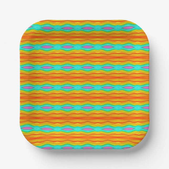 Bright Summer Coloured Abstract Paper Plate (Front)