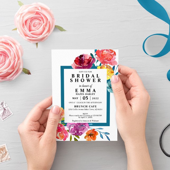 Bright Summer colourful modern Bridal Shower Invit Invitation (Creator Uploaded)