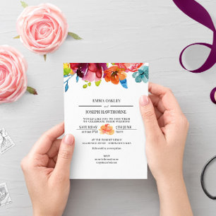 Bright Summer colourful romantic floral Wedding I Invitation