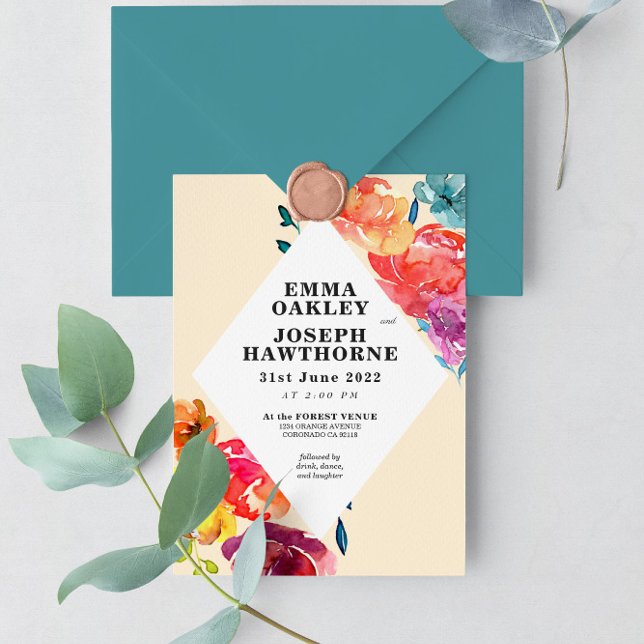 Bright Summer colourful triangle floral Wedding I  Invitation (Creator Uploaded)