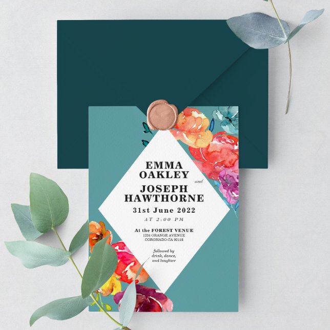 Bright Summer colourful triangle floral Wedding I  Invitation (Creator Uploaded)