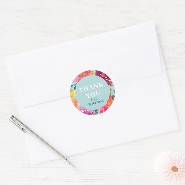 Bright Summer colourful turquoise Wedding Sticker (Envelope)