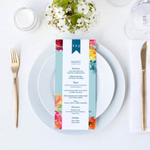 Bright Summer colourful Wedding Flat Menu