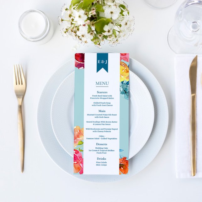 Bright Summer colourful Wedding Flat Menu (Creator Uploaded)