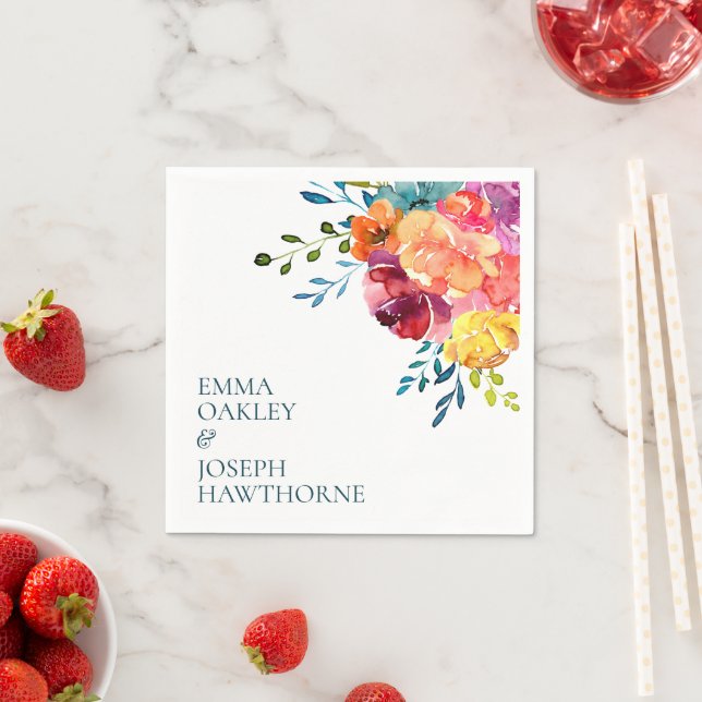 Bright Summer colourful Wedding Paper Napkin (Insitu)