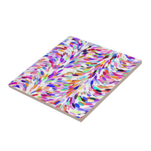 Bright Summer Colours Paint Splatter Pattern Ceramic Tile