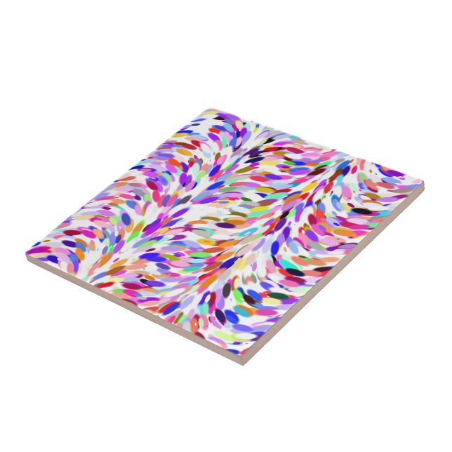 Bright Summer Colours Paint Splatter Pattern Ceramic Tile (Side)