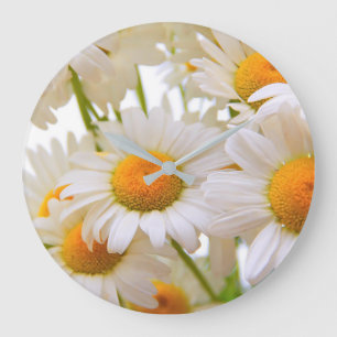 Bright Summer Daisies Flowers Large Clock