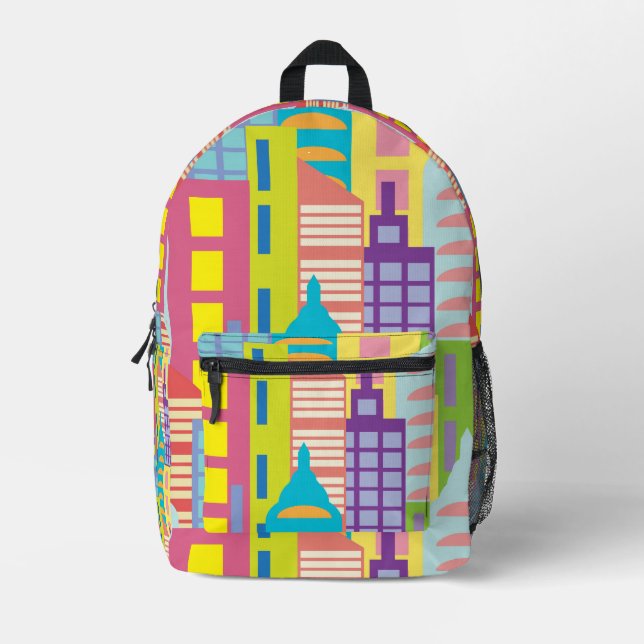 Bright Summer Day Modern City Printed Backpack (Front)