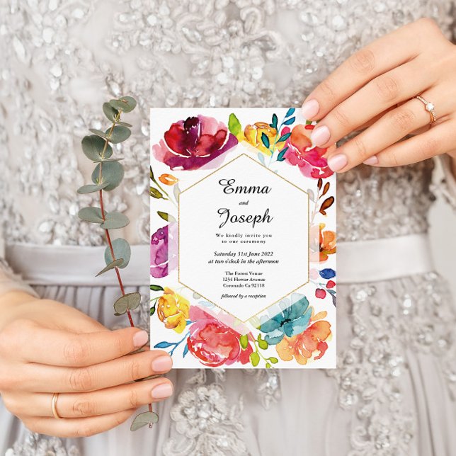 Bright Summer elegant purple floral Wedding Invitation (Creator Uploaded)