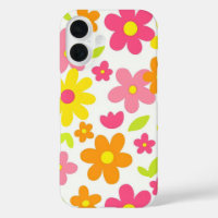 Bright Summer Floral Retro Pink and Yellow Pattern