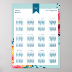 Bright Summer floral Wedding Seating Chart