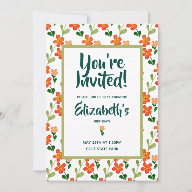 Bright Summer Flowers Invitation (Front)