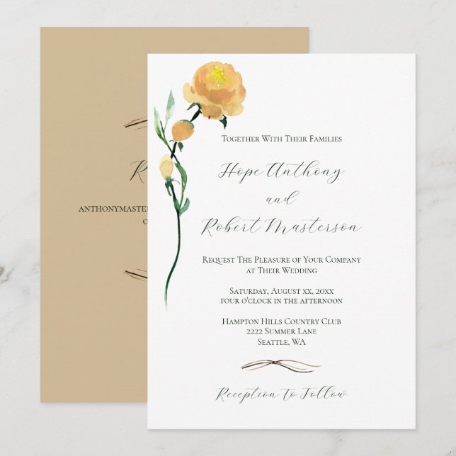 Bright Summer Flowers Wedding Invitation (Front/Back)