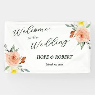 Bright Summer Flowers Wedding Reception Banner