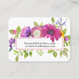 Bright Summer Flowers  Wedding Website RSVP Card