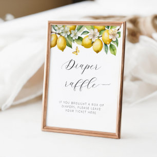 Bright Summer Lemon Baby Shower Diaper Raffle Poster