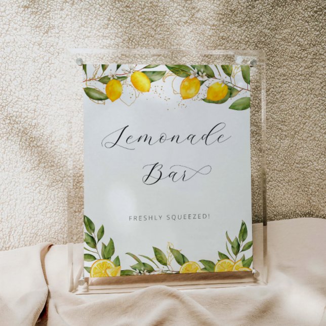 Bright Summer Lemon Baby Shower Lemonade Bar Poster (Creator Uploaded)