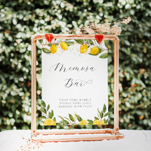 Bright Summer Lemon Bridal Shower Mimosa Bar Poster