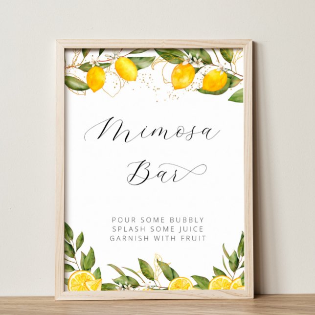 Bright Summer Lemon Bridal Shower Mimosa Bar Poster (Creator Uploaded)