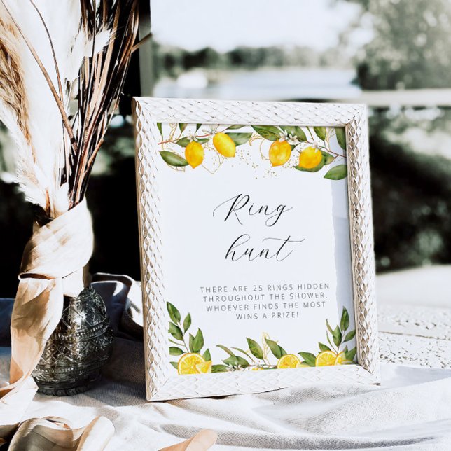 Bright Summer Lemon Bridal Shower Ring Hunt Poster (Creator Uploaded)