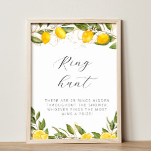Bright Summer Lemon Bridal Shower Ring Hunt Poster