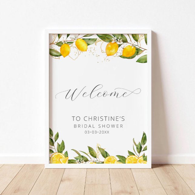 Bright Summer Lemon Bridal Shower Welcome Poster (Creator Uploaded)
