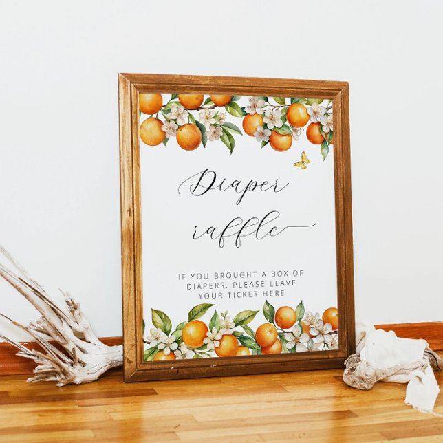 Bright Summer Oranges Baby Shower Diaper Raffle Poster (Creator Uploaded)