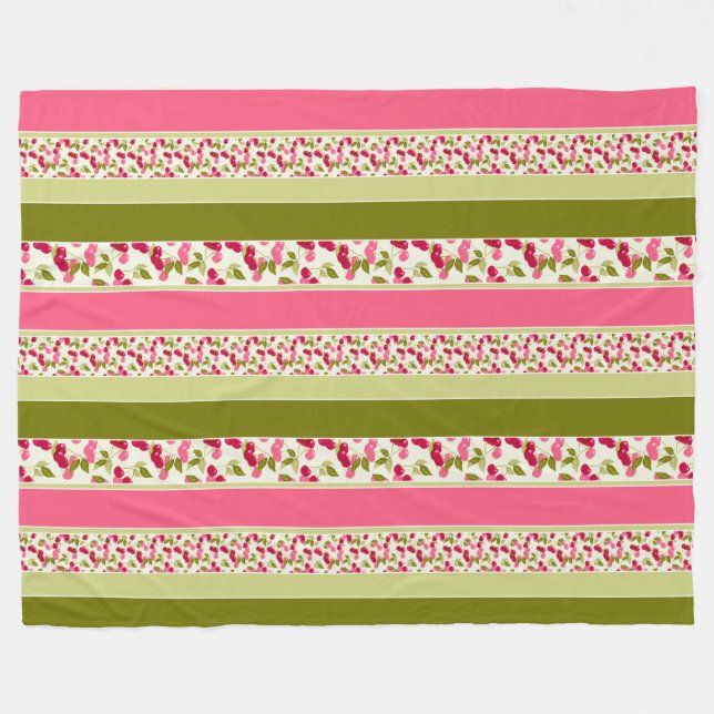 Bright summer pattern of stripes of multi-coloured fleece blanket (Front (Horizontal))