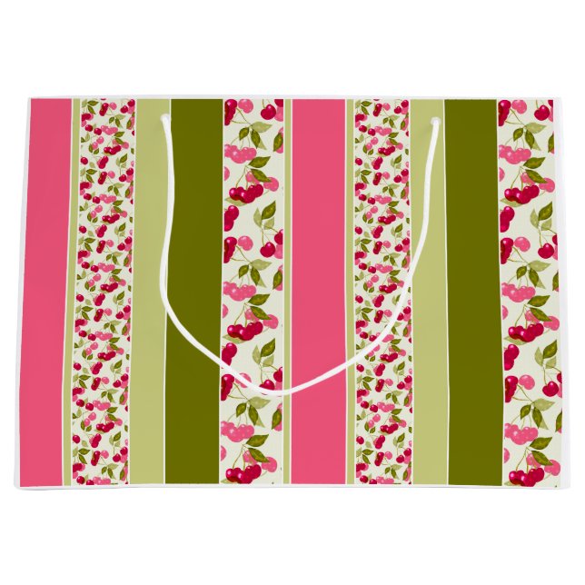 Bright summer pattern of stripes of multi-coloured large gift bag (Front)